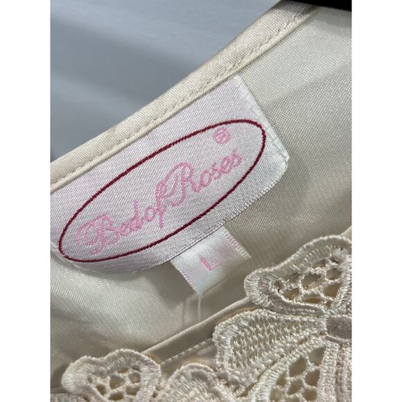 NEW Bed of Roses Women's L Champagne Satin Nightgown Lace Trim Honeymoon - Picture 5 of 8